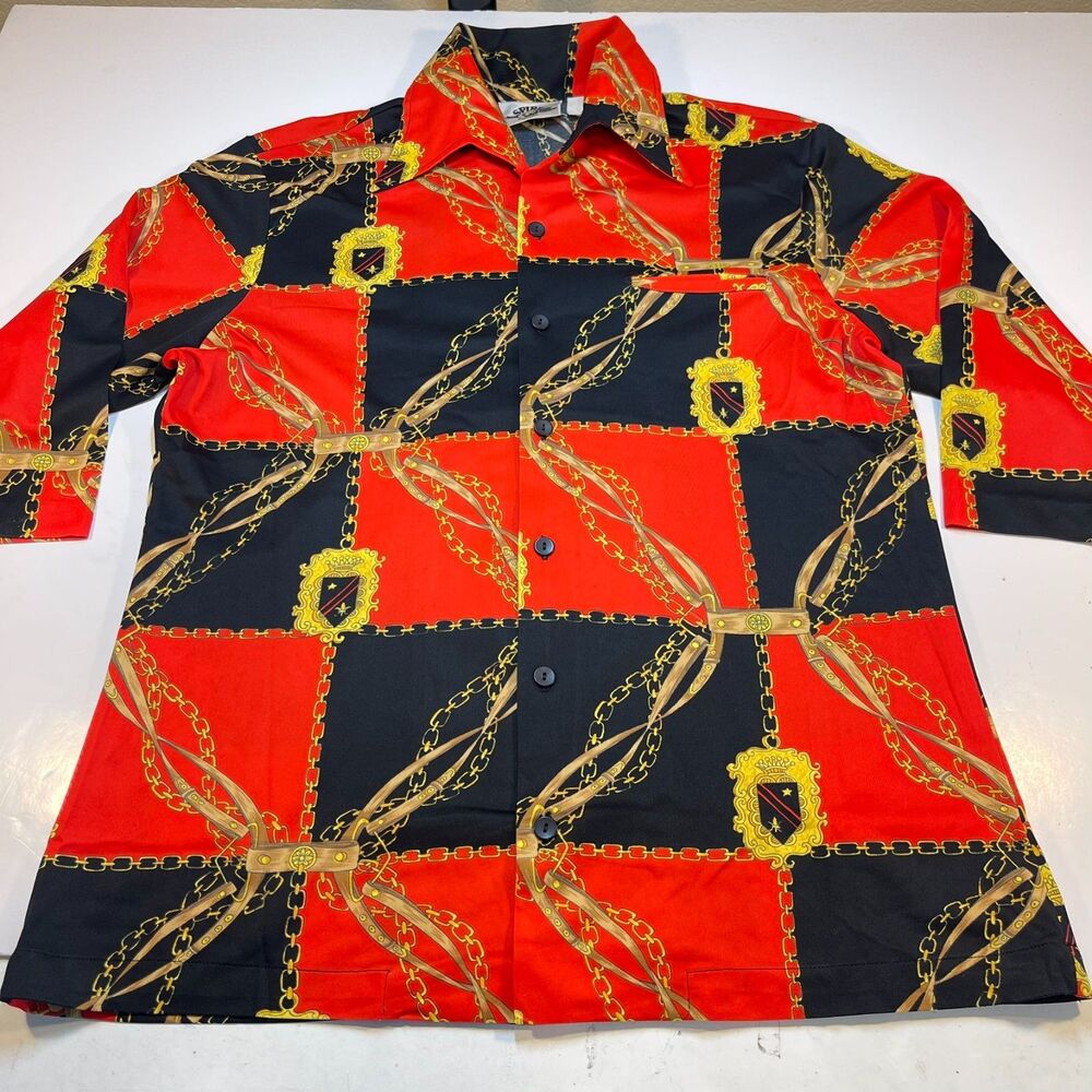 Vintage SPIRIT OF CALIFORNIA 1970 Polyester Disco Big Collar Shirt Sz Mens L